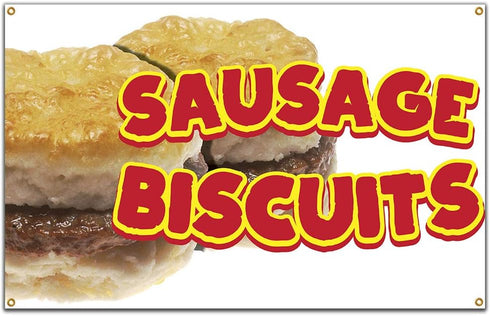 Sausage Biscuits 60" Banner Concession Stand Food Truck Single Sided