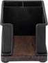 MyGift Modern Industrial Matte Black Metal Office Organizer, Sticky Note Holder with Rustic Solid Wood Base
