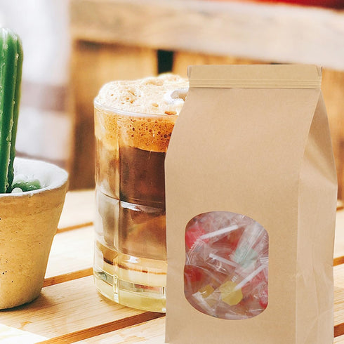 50pcs Packaging BESTYASH Small Kraft Paper Bread Bags with Window, Wire Tie Seal Bakery Toast Sandwich Bags for Food