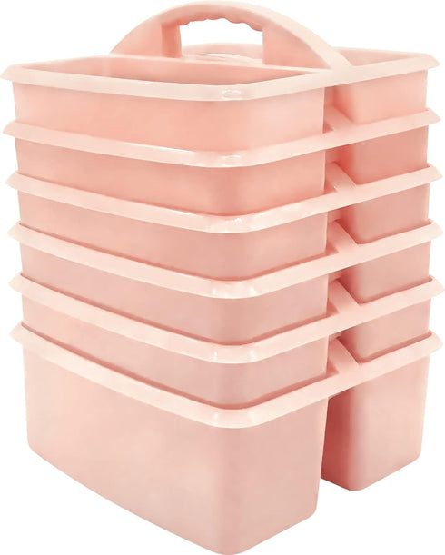 Teacher Created Resources Blush Portable Plastic Storage Caddy, 6-Pack for Classrooms and Office Organization, 3