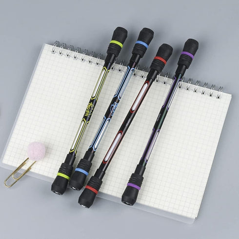 XIANNV 4 Pcs Spinning Cool Pens, Stationery Set for Girls Boys Kids Teens, Black Ink, 0.5 mm