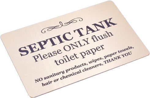 Septic Tank Sign - Aluminium Composite with Adhesive, Notice Plaque for Toilets, Bathrooms, W.C