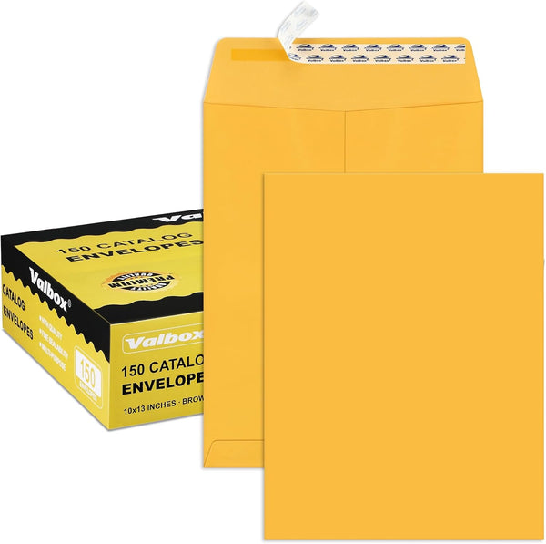 ValBox 10x13 Self Seal Catalog Envelopes, 150 Packs Brown Kraft Large Envelopes for Mailing and Storage