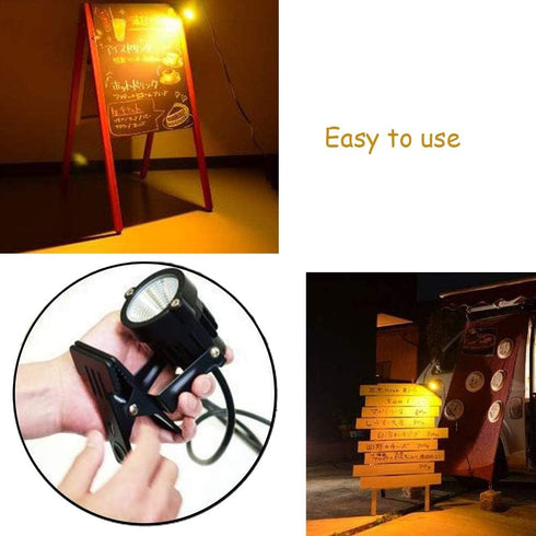 Outdoor 1pc 5W COB LED Clip on Light - IP65 Waterproof Adjustable Desk Stand COB Spotlights with Clip and US Plug