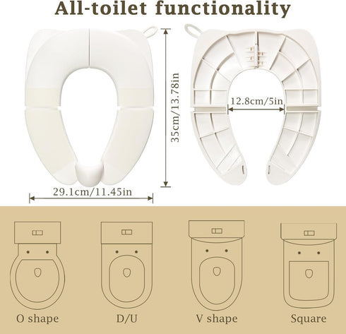 kimitimi Portable Toilet Seat for Kids, Foldable Universal Fit Potty Training Seat with Anti-Slip Base & Splash Guard