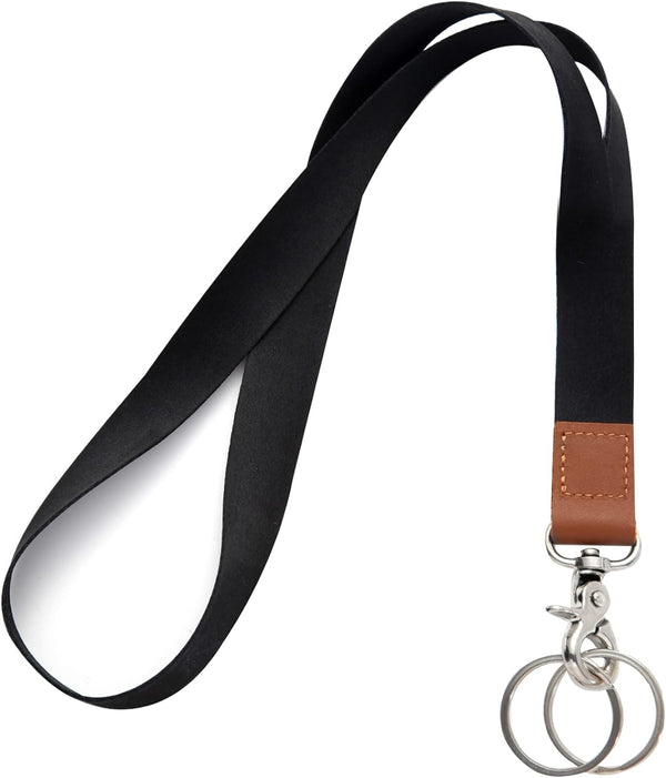 Lanyards for Keys, Black Long Keychain Lanyard for Women and Men, Cute Neck Lanyard for ID Badges