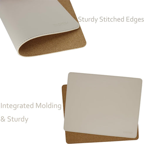 Leather Mouse Pad, Wood Mouse Pad with Stitched Edge, Waterproof Gaming Mouse Pad for Computers, 10.2" x 8.3", Beige