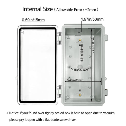 LeMotech Electrical Box, IP67 Waterproof Hinged Clear Cover Junction Box, ABS Plastic Enclosure with Mounting Plate,