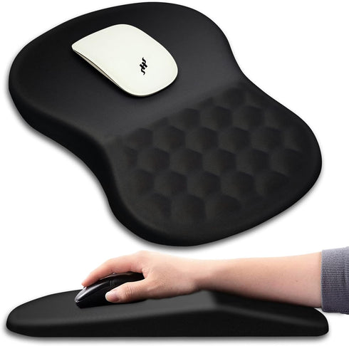Hokafenle Ergonomic Mouse Pad with Wrist Support, Memory Foam & Non-Slip PU Base for Wireless Mouse & Desk (12x8 inch,