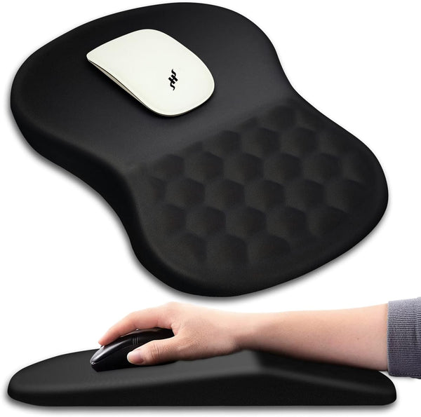Hokafenle Ergonomic Mouse Pad with Wrist Support, Memory Foam & Non-Slip PU Base for Wireless Mouse & Desk (12x8 inch,