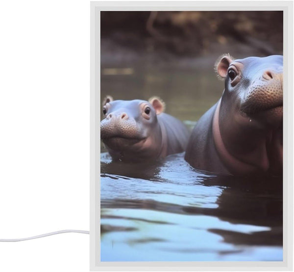 SYJTGDE Mirror Night Light Bedroom Night Light Baby Hippos Smart Night Light Rechargeable