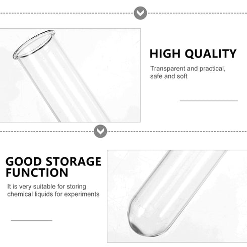 10pcs Test Tube Professional Bottle, Glass Container for Scientific Experiments