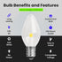 BP7C7/827/LED/4 0.6W 7W 30 C7 Bulb, 2.1" 0.9" 2700K 4 Feit Electric Equivalent Lumen Candelabra Base Four LED Night