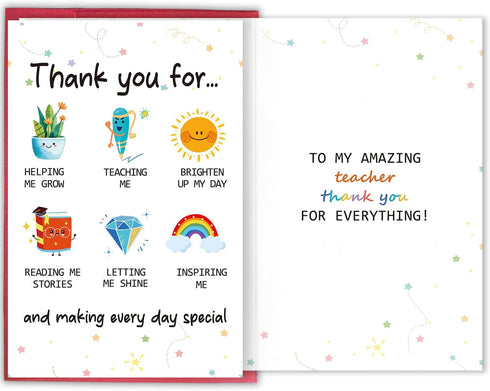 Bablira Thank You Card for Teacher, Cute Teacher Appreciation Gifts from Students, Gift