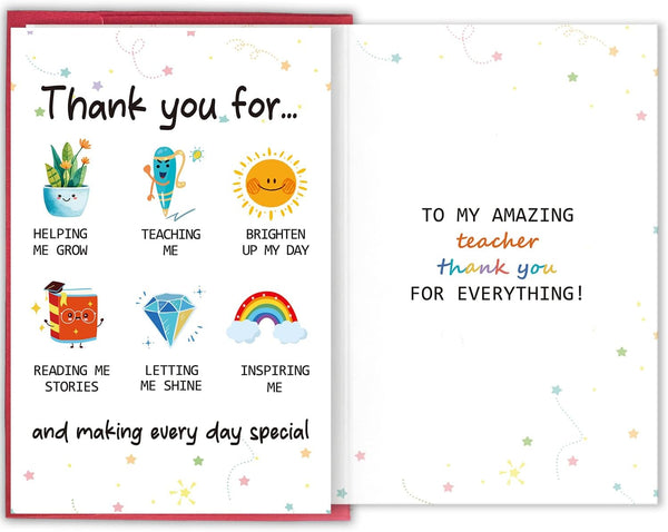 Bablira Thank You Card for Teacher, Cute Teacher Appreciation Gifts from Students, Gift