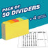 chell 5x8 Pack 50 Plastic Index Card Dividers, Heavyweight Poly Index Card Guides A-Z for Flash Cards and Recipe Cards