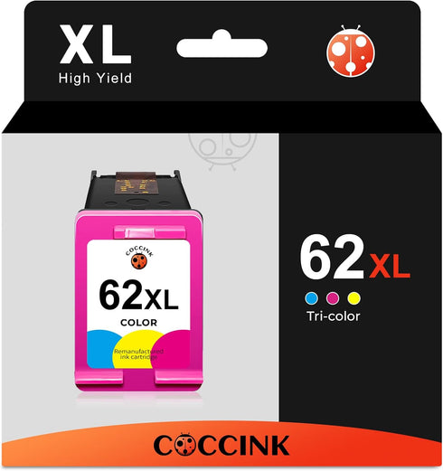 COCCINK 62XL Color Ink Cartridges for Envy 5540 5640 5660 7640 7645 OfficeJet Mobile 200 250 OfficeJet 5740 5746 5745