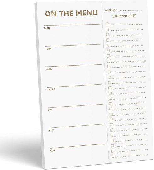 Sweetzer & Orange Gold Meal Planner Notepad, 7x10” Magnetic Grocery List with Tear Off Shopping List