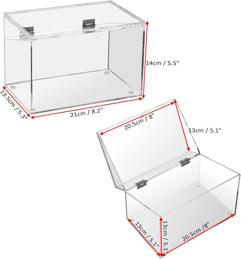 5 8 inch BTSKY Clear Acrylic x Index Card Box with Sign Lid - Index Card Holder Notecard Box Recipe Card Box Plastic