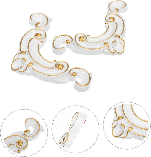 Veemoon 2pcs Decorative Peel and Stick Corner Onlays for Furniture and Walls Self-Adhesive PVC Appliques for Cabinets