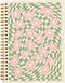 Retro 70s Pink Flower Sage Green Distorted Checkered Lined Hardcover Spiral Notebook Journal, 5.5×8.3 Inch
