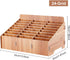 BENECREAT 24-Grid Wooden Cell Phone Storage Box, Mobile Phone Management Storage Box Desktop Organizer for Office and School Supplies, Teak Wood Color by BENECREAT
