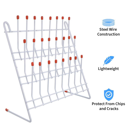 TEHAUX Lab Drying Rack, Laboratory Beaker Drying Holder with 24 Pegs, Vertical Bottle Drying Rack for Lab