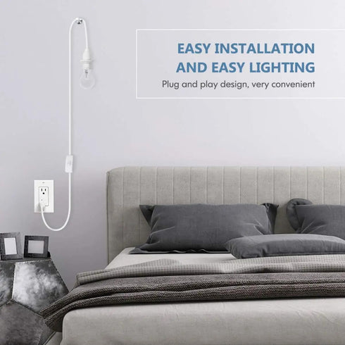 DXMKOP 16FT E26/E27 Bulb Plug in Pendant Light Cord, Lamp Kit with Light Socket, Hanging Lamp Plug in, Safe & Sturdy