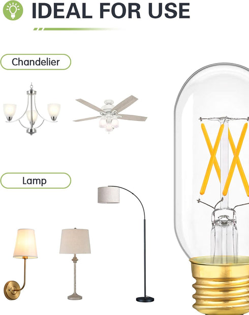 T45 E26 Bulb Dimmable 40W E26 Bulb 4 2700K E26 Bulb AC120V 400lm T14 Bulbs 4 Pack LED Equivalent Watt Warm White Edison