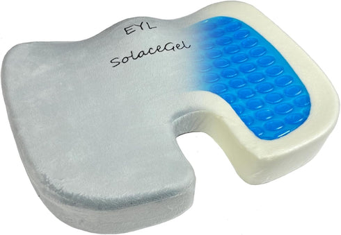 SolaceGel Enhanced Cooling Gel Cushion With Memory Foam Built In Handle Lower Back Pain Relief Improves Posture