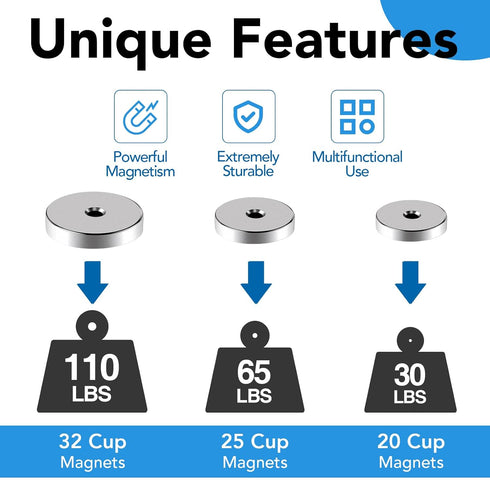 LOVIMAG Strong Magnets, 12 Pack Heavy Duty Neodymium Cup Magnets with Countersunk Hole and Screw for Wall Mounting