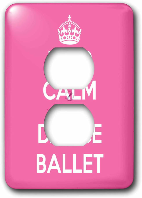 3dRose lsp_163927_6 Light Switch Cover, Keep Calm and Dance Ballet, Pink and White