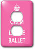 3dRose lsp_163927_6 Light Switch Cover, Keep Calm and Dance Ballet, Pink and White