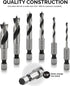 NEIKO 11401A 6 Piece Brad Point Drill Bit Set, Stubby for Wood, 1/4" Quick Change Hex Shank