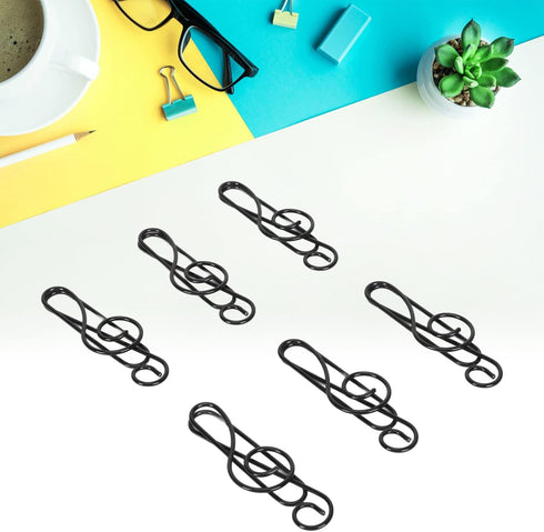 Music Note Paper Clips 100pcs, Black Musical Notes for Office School Paper Files with Storage Box