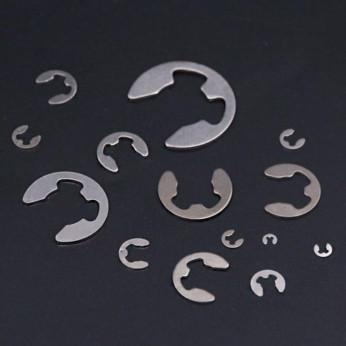 Hilitchi 380-Pcs E-Clip Circlip External Retaining Ring Assortment Set - 14 Sizes, 304 Stainless Steel