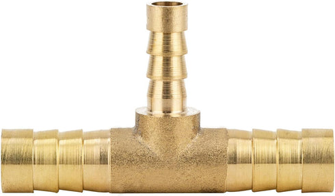 Metalwork Brass Reducing Hose Barb Splice T-Fitting, 3/8" x 5/16" x 3/8" Barbed (Pack of 2)