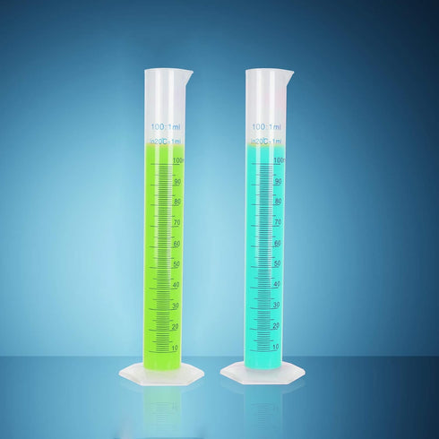 LANIAKEA 100ml Plastic Graduated Cylinder, 10 Pack with 2-Sided Measuring Lines for Lab Use