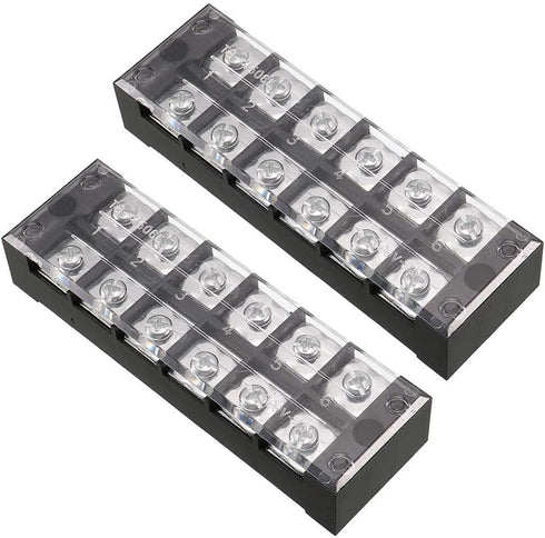 uxcell 2 Pcs 600V 45A Dual Rows 6 Positions Cable Barrier Block Terminal Strip TB-4506L
