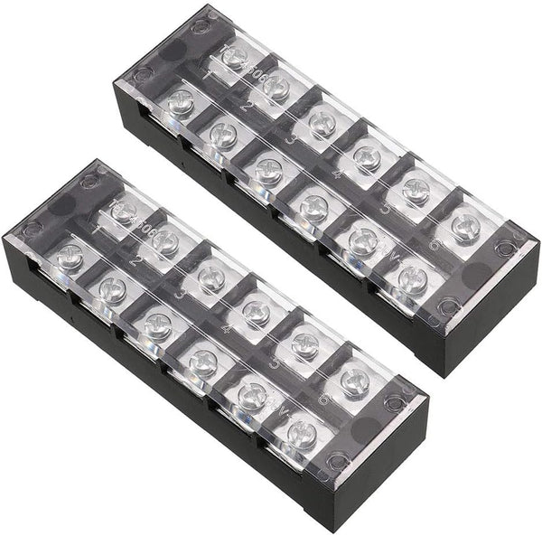 uxcell 2 Pcs 600V 45A Dual Rows 6 Positions Cable Barrier Block Terminal Strip TB-4506L