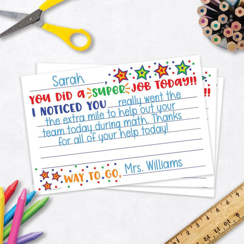 m&h invites Super Job - Teacher Notes to Parents, Classroom Incentive Cards for Good Behavior, Package of 50