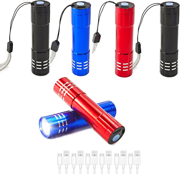 6 Pack LED Aluminum Mini Small USB C Rechargeable Flashlights Handheld Small