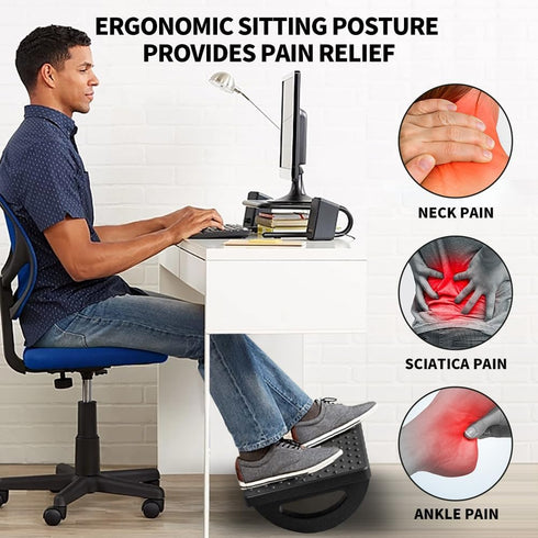 Ergonomic Foot Rest for Under Desk - Rocking Footstool with Roller Massager for Office Chair, Promote Leg Circulation