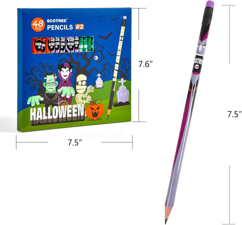 ECOTREE Pencils #2 Halloween Pencils, Cute Presharpened Kids School Pencils, 48 Count for Party Favors