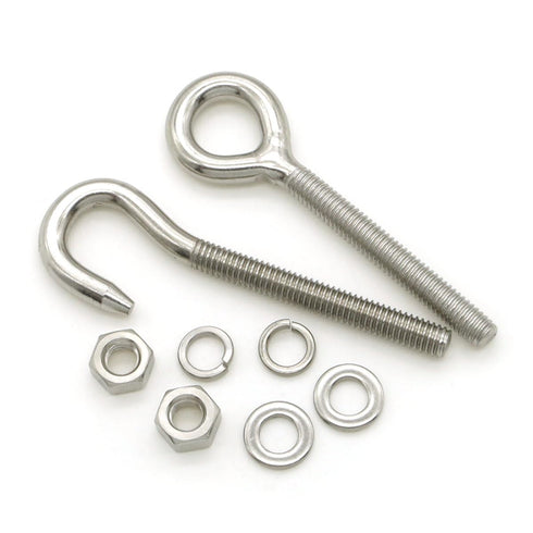 10PCS M6 Stainless Steel Ring Eye Bolts Hook with 20 Nuts and 40 Washers