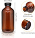 Nuenen 16 Pack 8 oz Amber Boston Round Glass Bottles with Black Poly Cone Cap for Homemade Vanilla Extract Essential