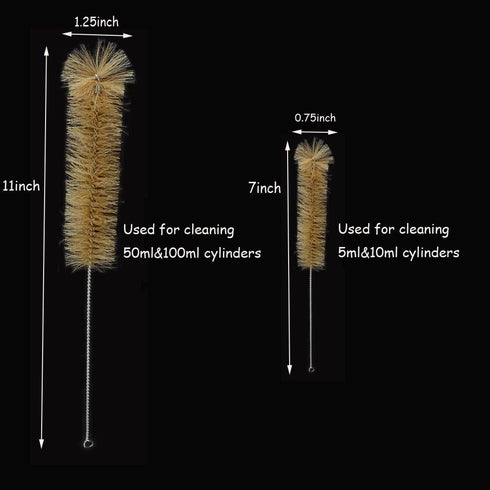 Thick Glass Graduated Measuring Cylinder Set, 5ml, 10ml, 50ml, 100ml with Two Brushes