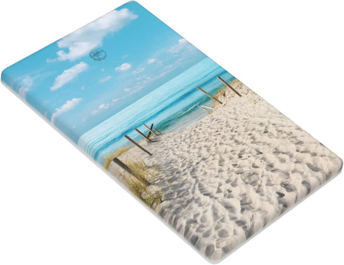 Blue Ocean White Sand Beach Outlet Covers, 1 Gang No Device Blank Wall Plate, Standard Size Light Switch Cover