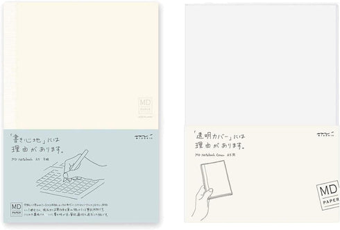 Midori MD Notebook - A5 Grid Paper (15003006) + MD notebook cover & lt; A5 & gt (49360006) -VALUE SET by Midori