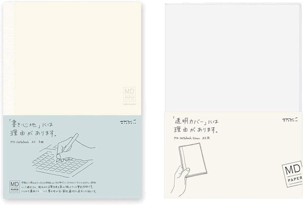 Midori MD Notebook - A5 Grid Paper (15003006) + MD notebook cover & lt; A5 & gt (49360006) -VALUE SET by Midori